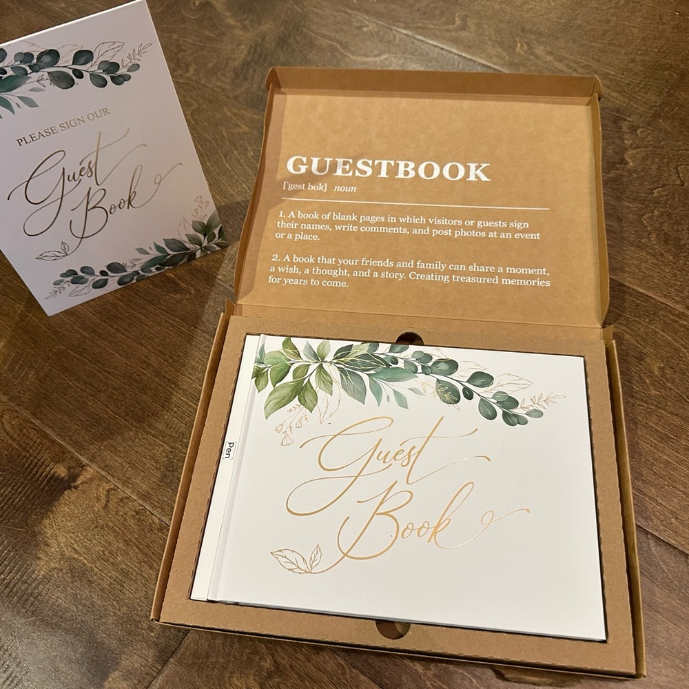 Elegant Guest Book with Greenery Design